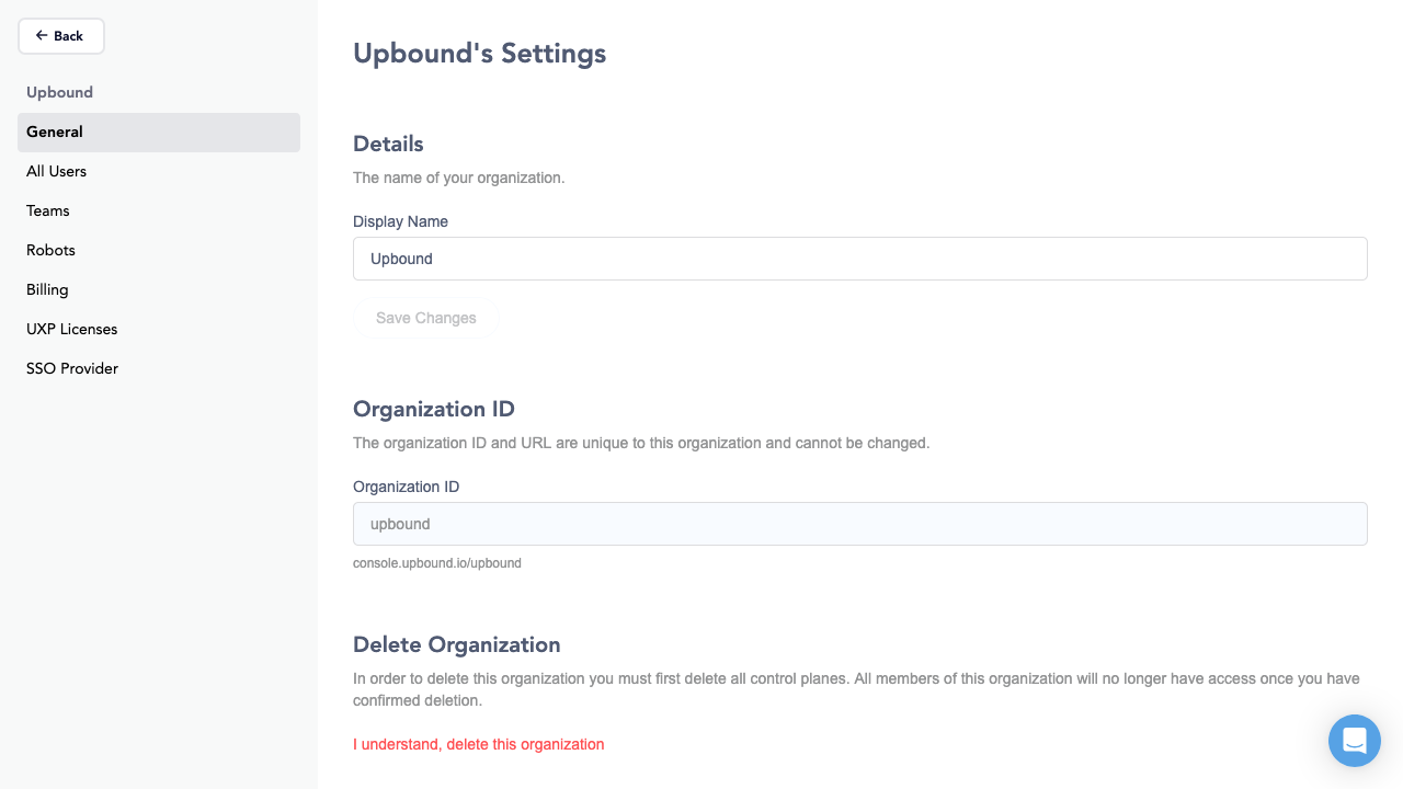 Upbound Control Plane Console Management